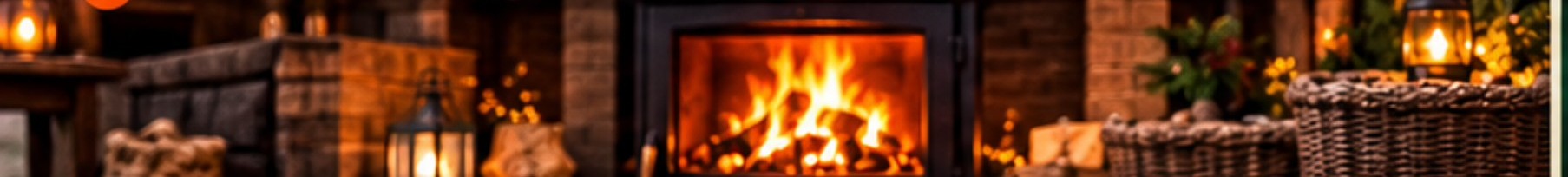 A warm lit fireplace in a cosy living room